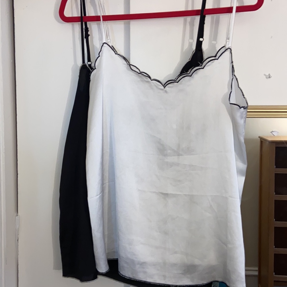 Black and White Satin Flowy Camis